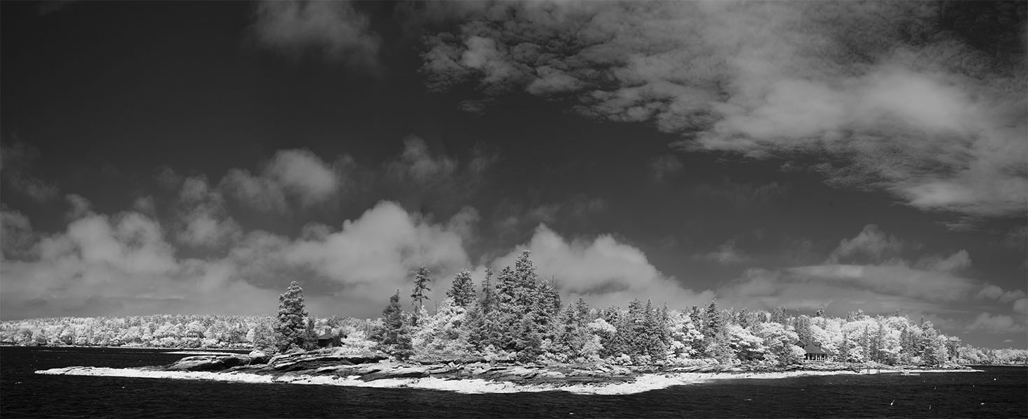 Summer Infrared Photo of Riverine Penisula near Boothbay, Maine.
